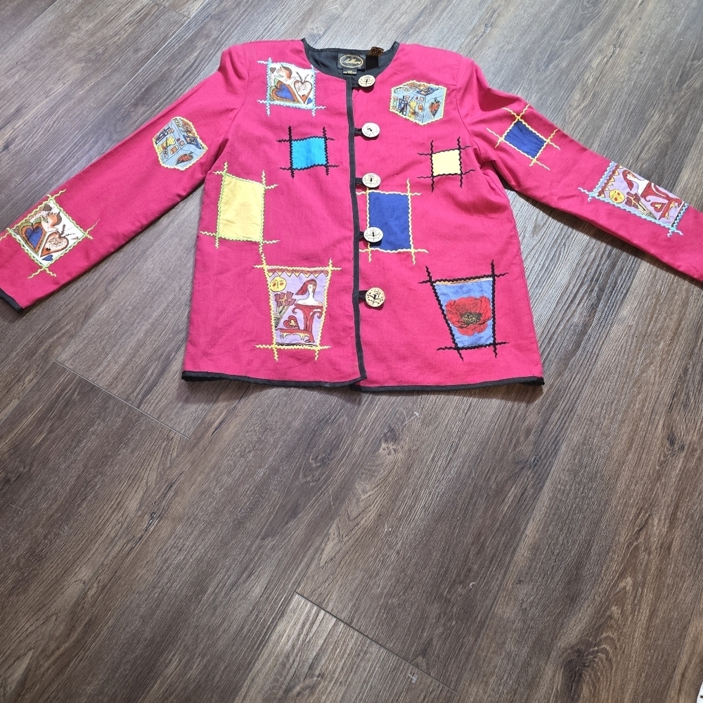Allure Vtg Patchwork Embroidered Jacket Medium Ar… - image 5